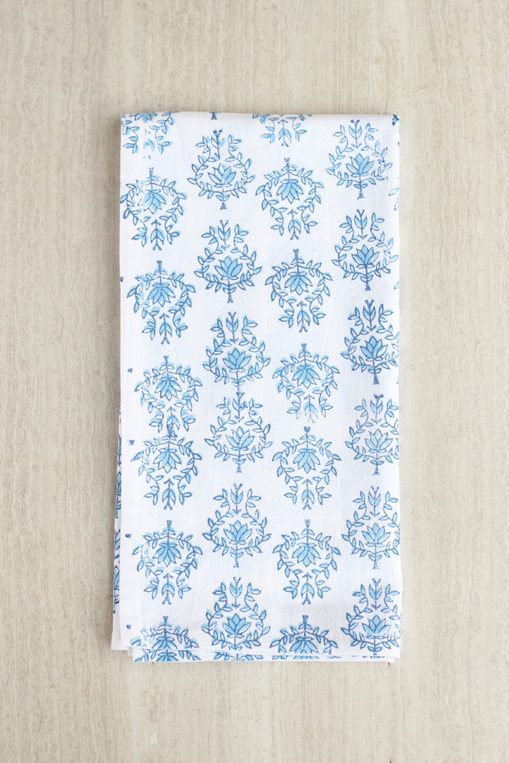 Tea Towel - Lotus, Navy & Uniform Blue - The Mended Company