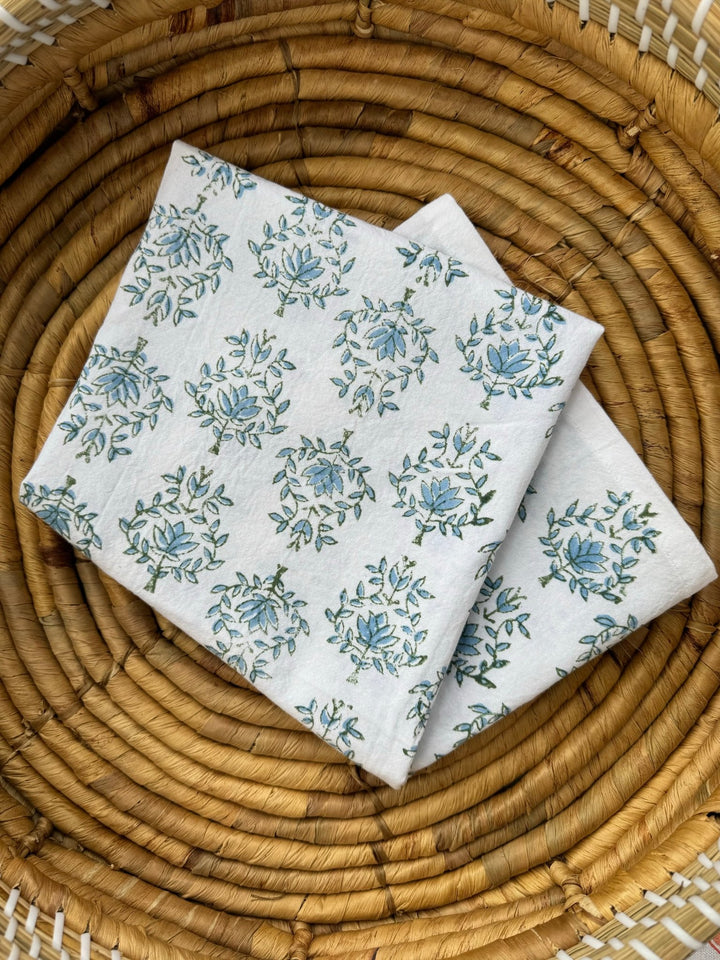 Tea Towel - Lotus, Sage & Uniform Blue - The Mended Company