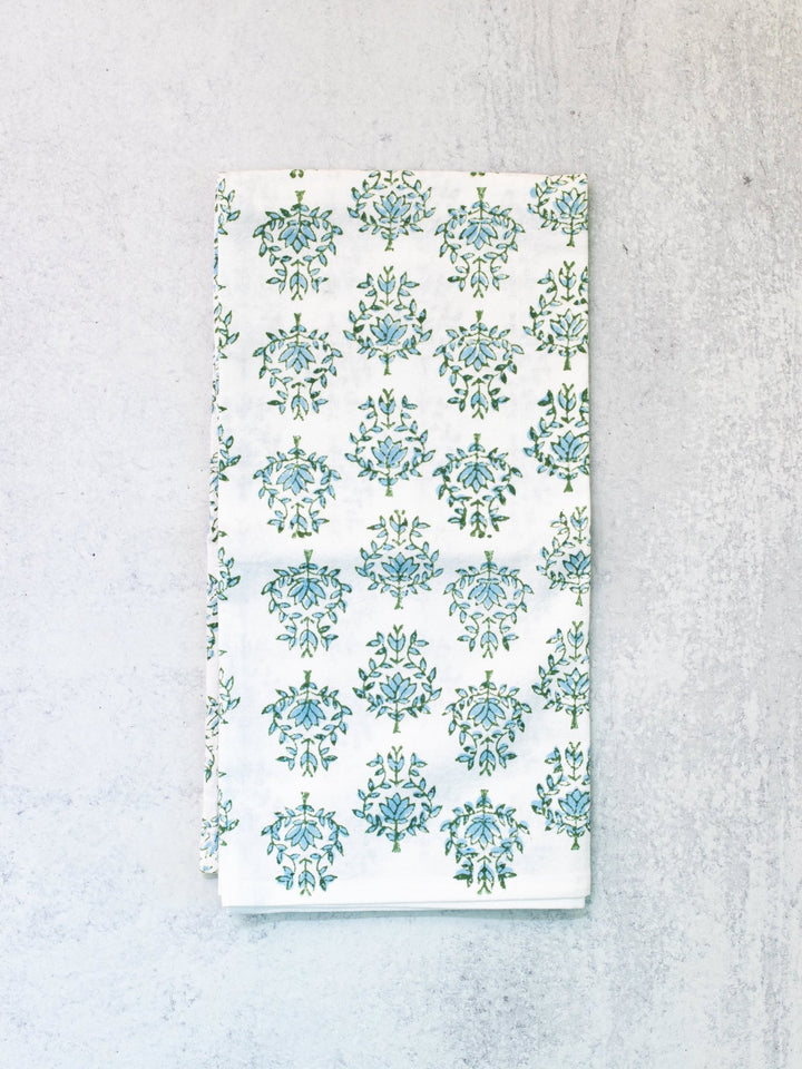 Tea Towel - Lotus, Sage & Uniform Blue - The Mended Company