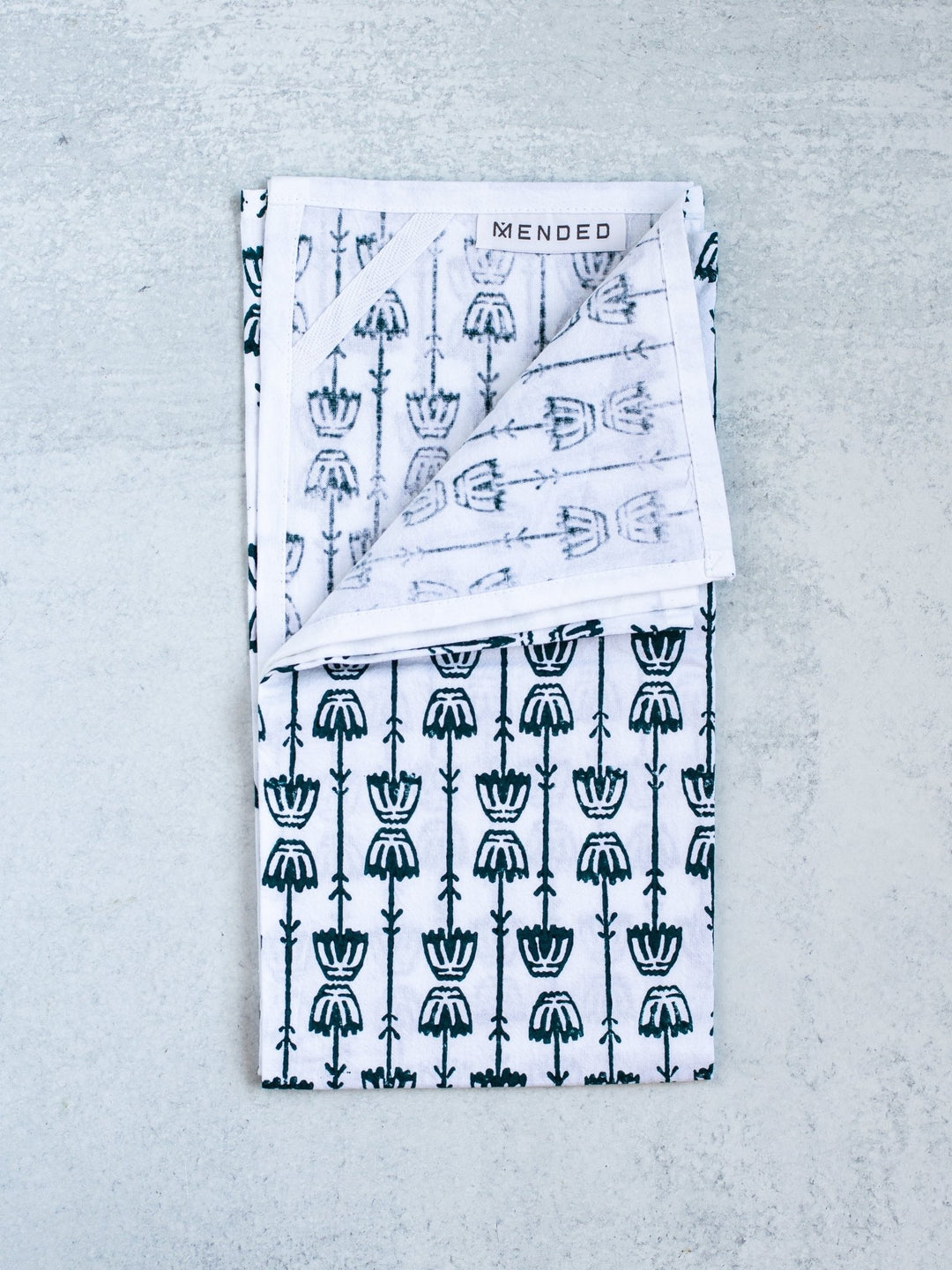 Tea Towel - Mosaic Flower, Midnight - The Mended Company