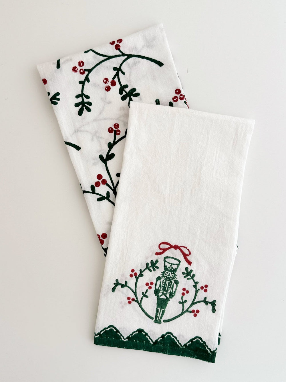 Tea Towel - Nutcracker Motif, Evergreen & Red - The Mended Company