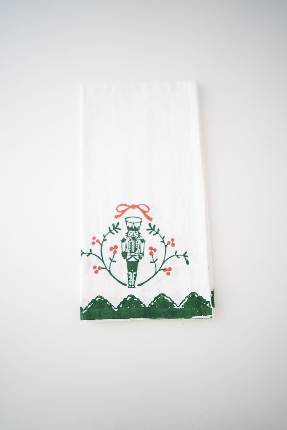 Tea Towel - Nutcracker Motif, Evergreen & Red - The Mended Company