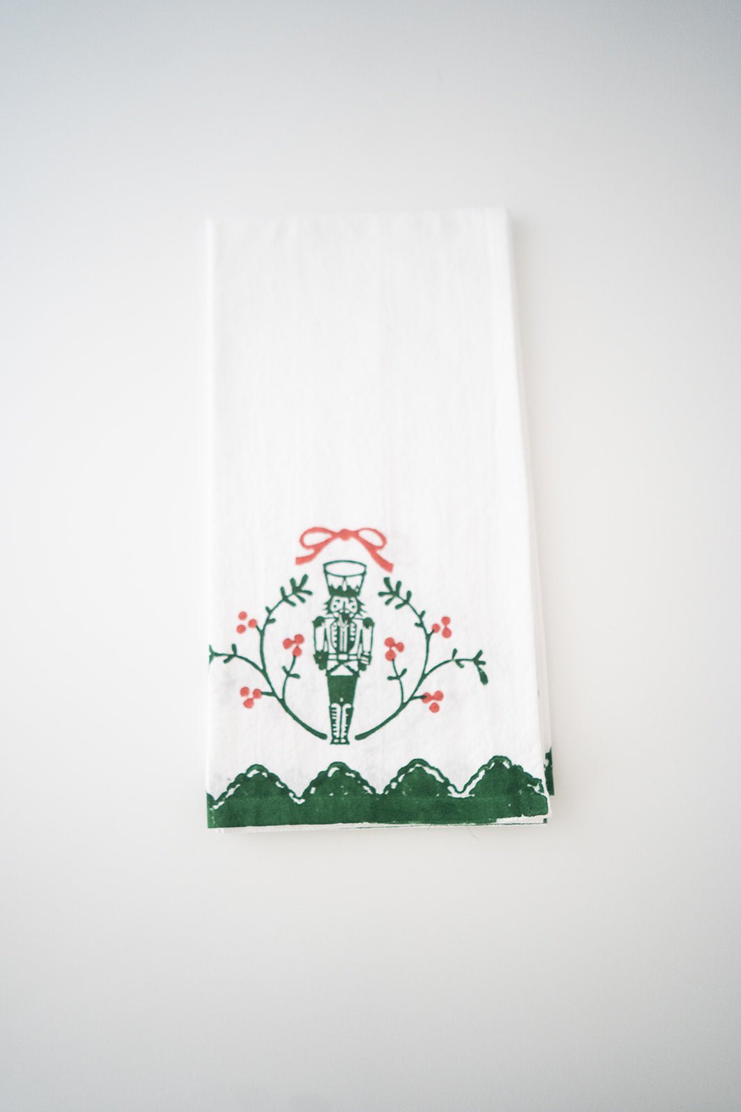 Tea Towel - Nutcracker Motif, Evergreen &amp; Red - The Mended Company