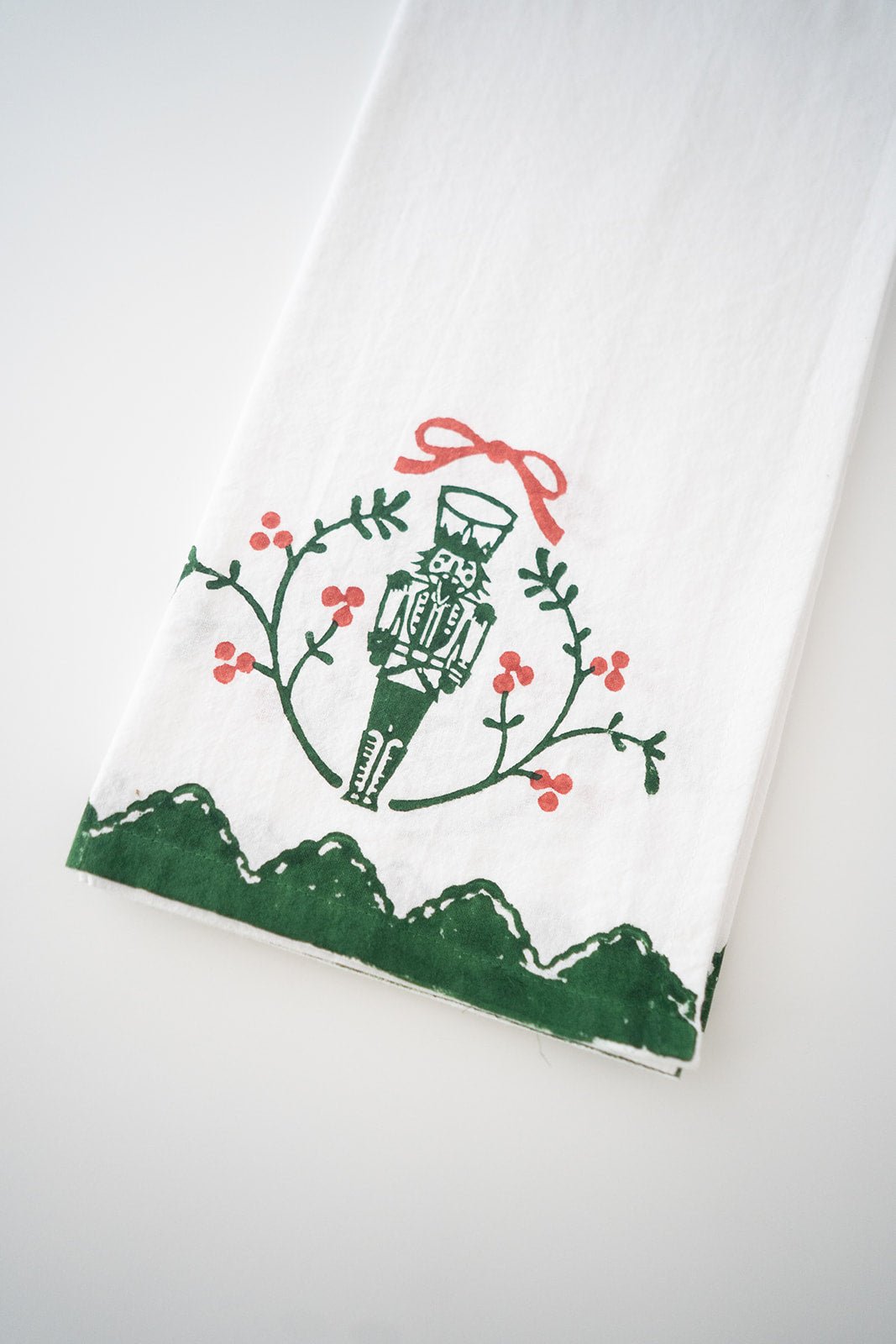 Tea Towel - Nutcracker Motif, Evergreen &amp; Red - The Mended Company