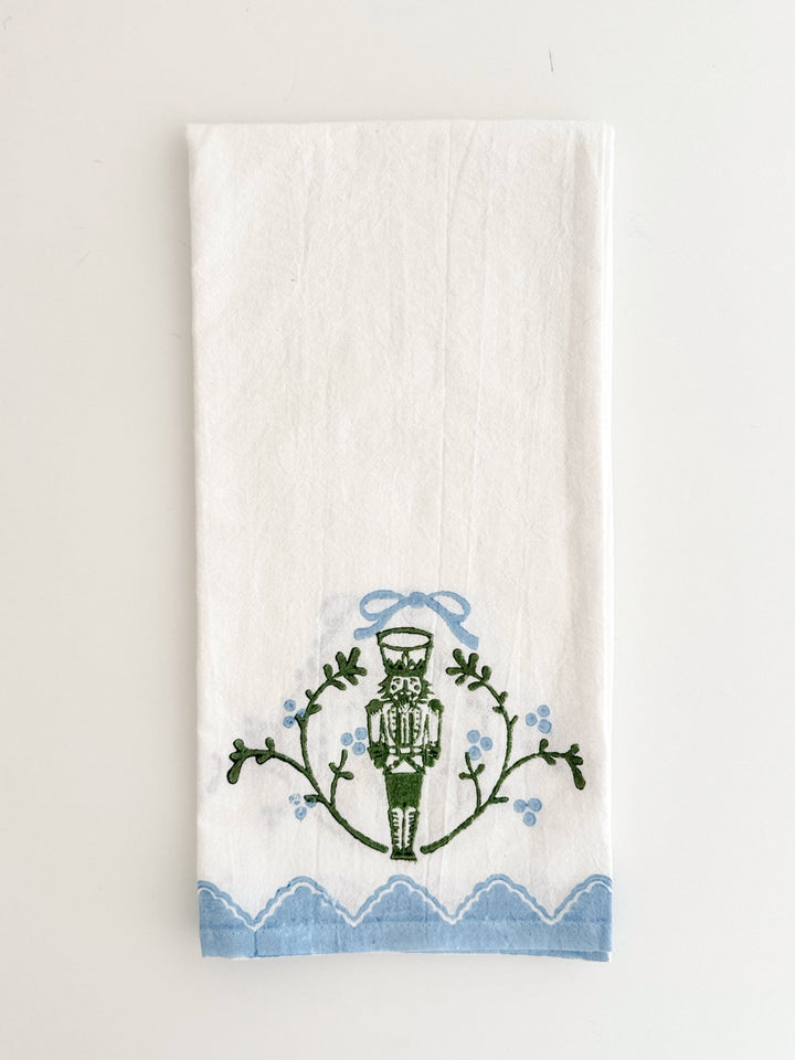 Tea Towel - Nutcracker Motif, Sage &amp; Uniform Blue - The Mended Company