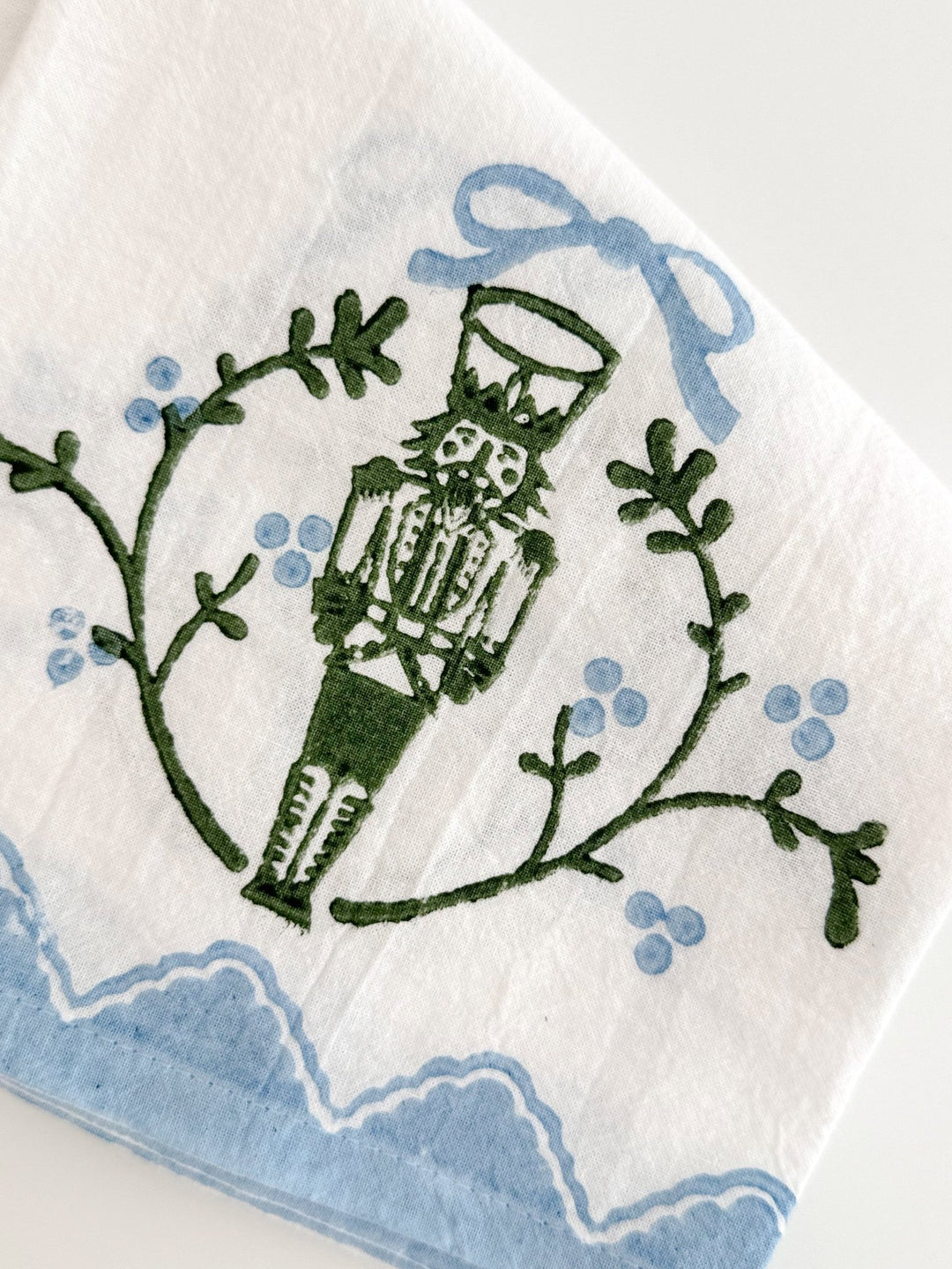Tea Towel - Nutcracker Motif, Sage &amp; Uniform Blue - The Mended Company