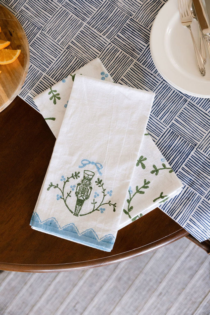 Tea Towel - Nutcracker Motif, Sage &amp; Uniform Blue - The Mended Company