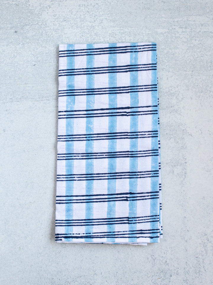 Tea Towel - Plaid, Navy & Uniform Blue - The Mended Company