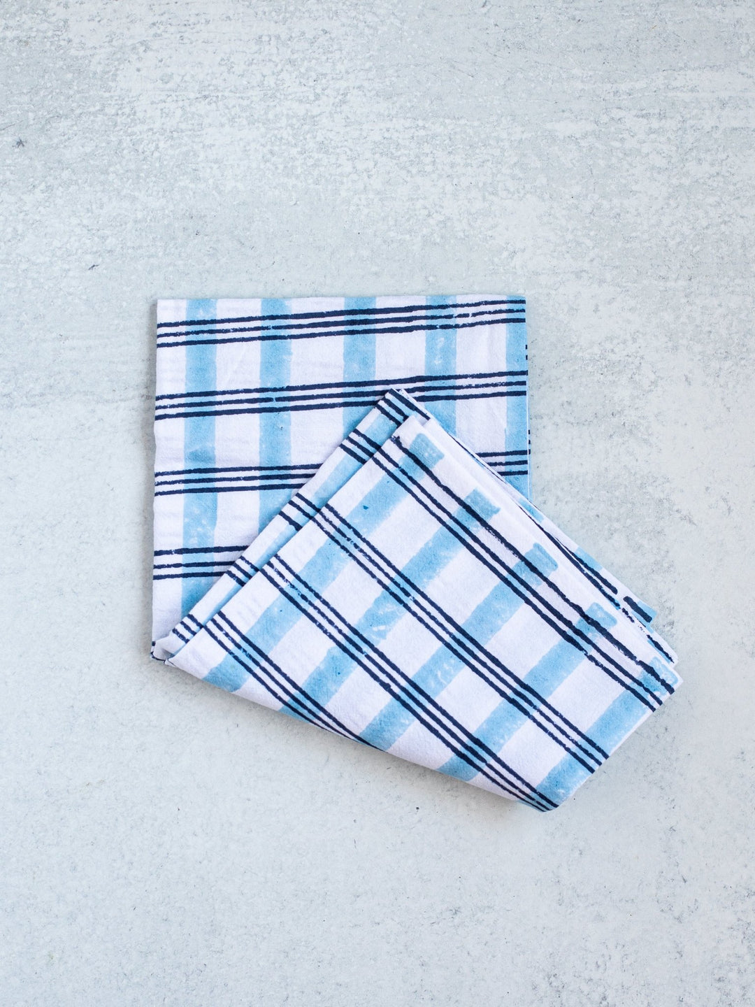 Tea Towel - Plaid, Navy & Uniform Blue - The Mended Company
