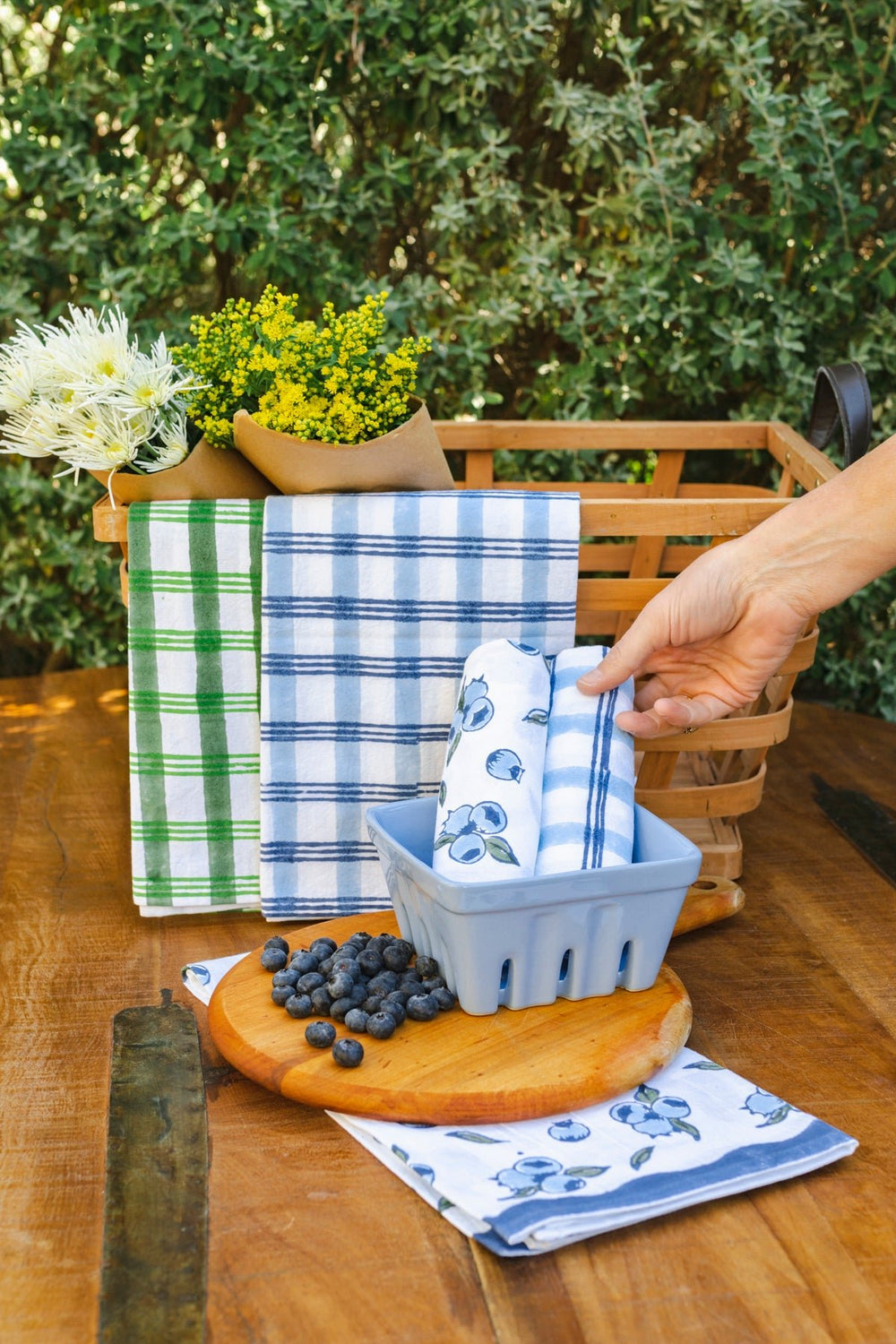 Tea Towel - Plaid, Navy & Uniform Blue - The Mended Company