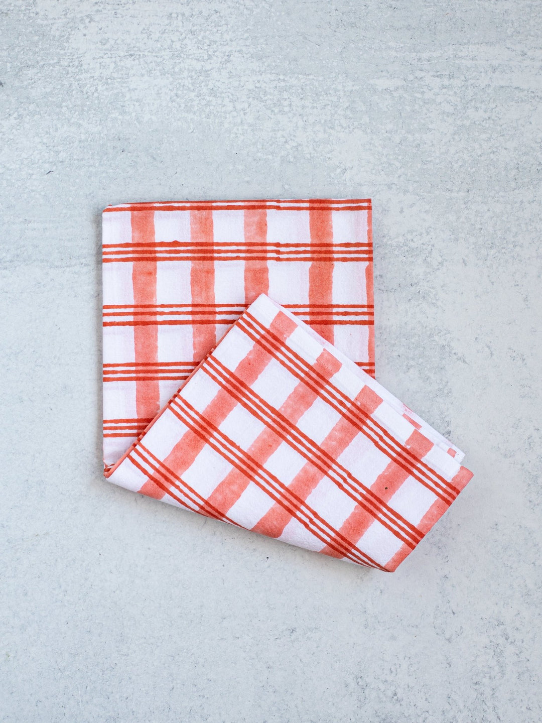 Tea Towel - Plaid, Orange & Melon - The Mended Company
