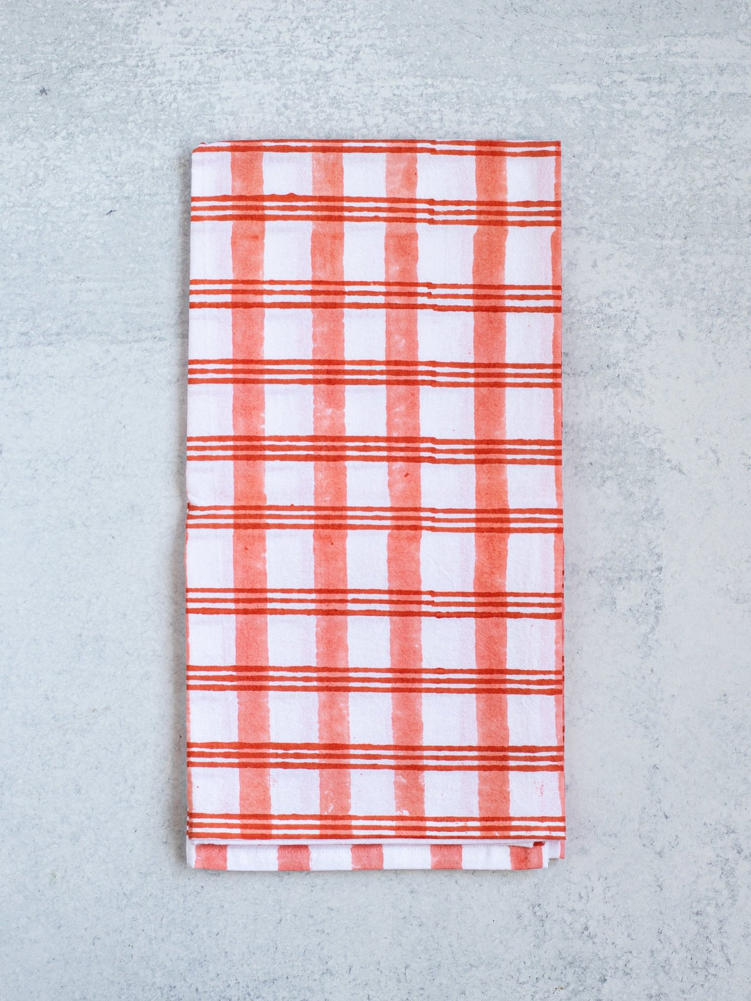 Tea Towel - Plaid, Orange & Melon - The Mended Company