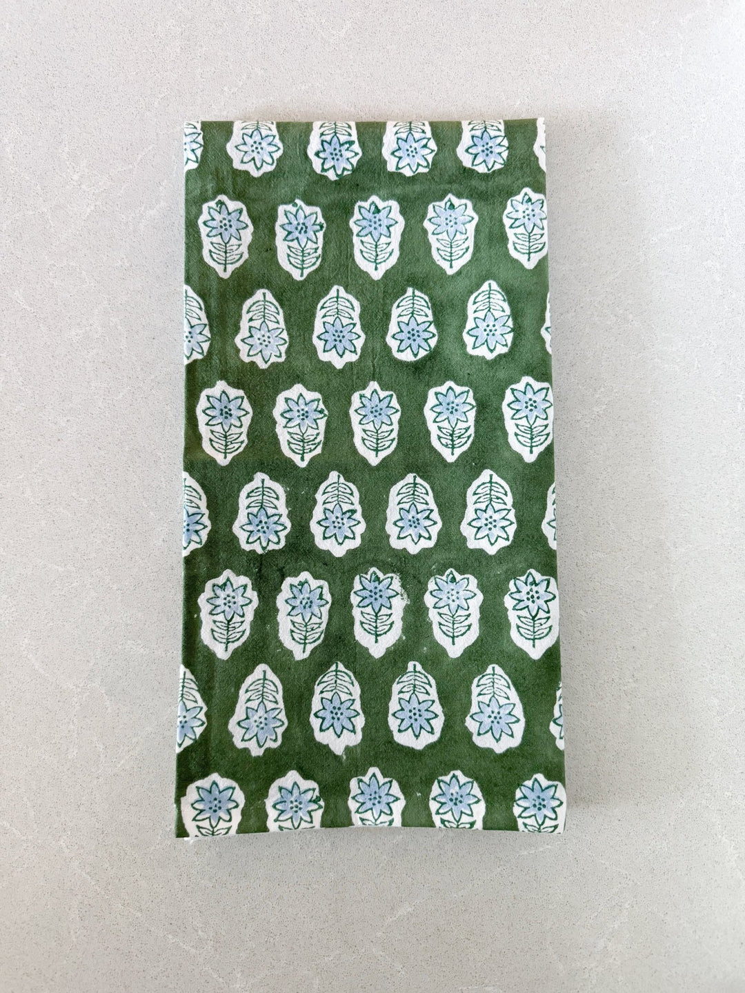 Tea Towel - Poinsettia, Sage & Uniform Blue - The Mended Company