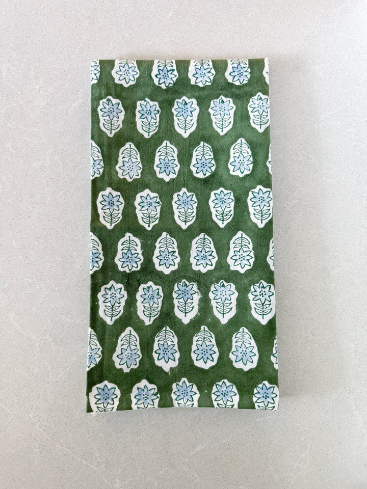 Tea Towel - Poinsettia, Sage & Uniform Blue - The Mended Company