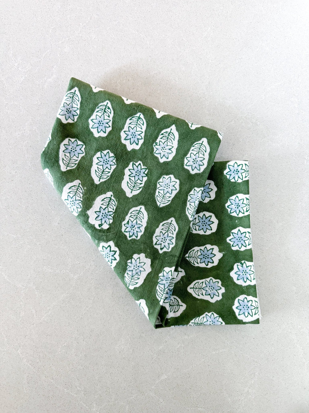 Tea Towel - Poinsettia, Sage & Uniform Blue - The Mended Company