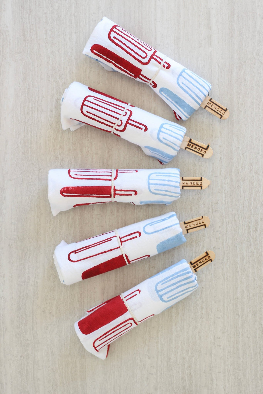 Tea Towel - Popsicles, Uniform Blue & Red - The Mended Company