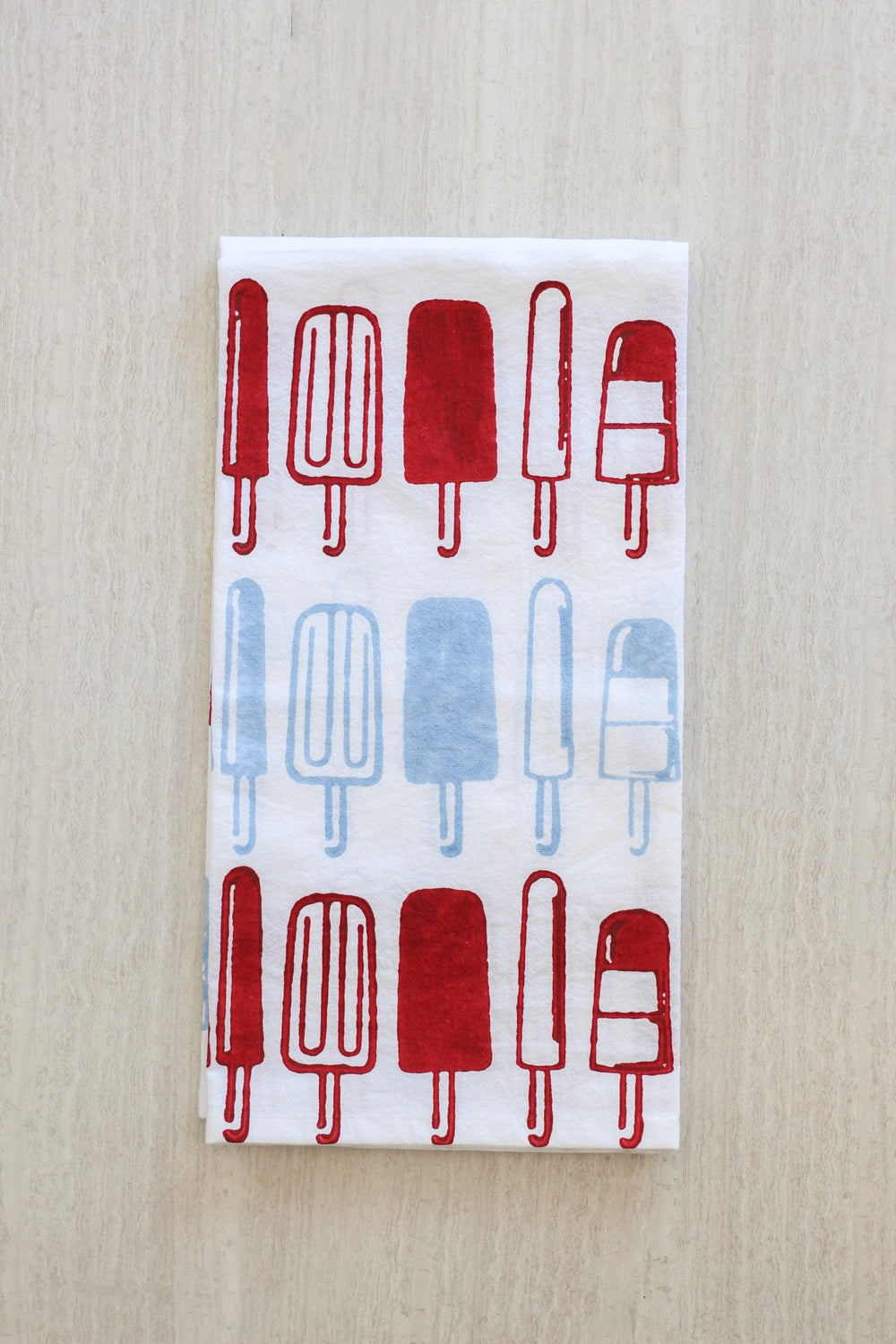 Tea Towel - Popsicles, Uniform Blue & Red - The Mended Company