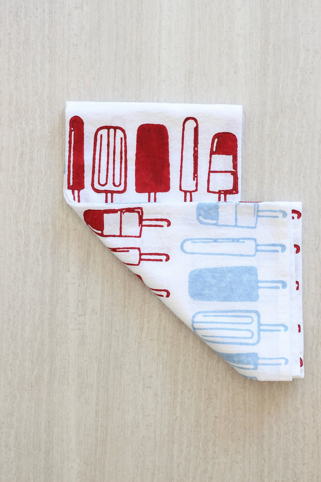 Tea Towel - Popsicles, Uniform Blue & Red - The Mended Company