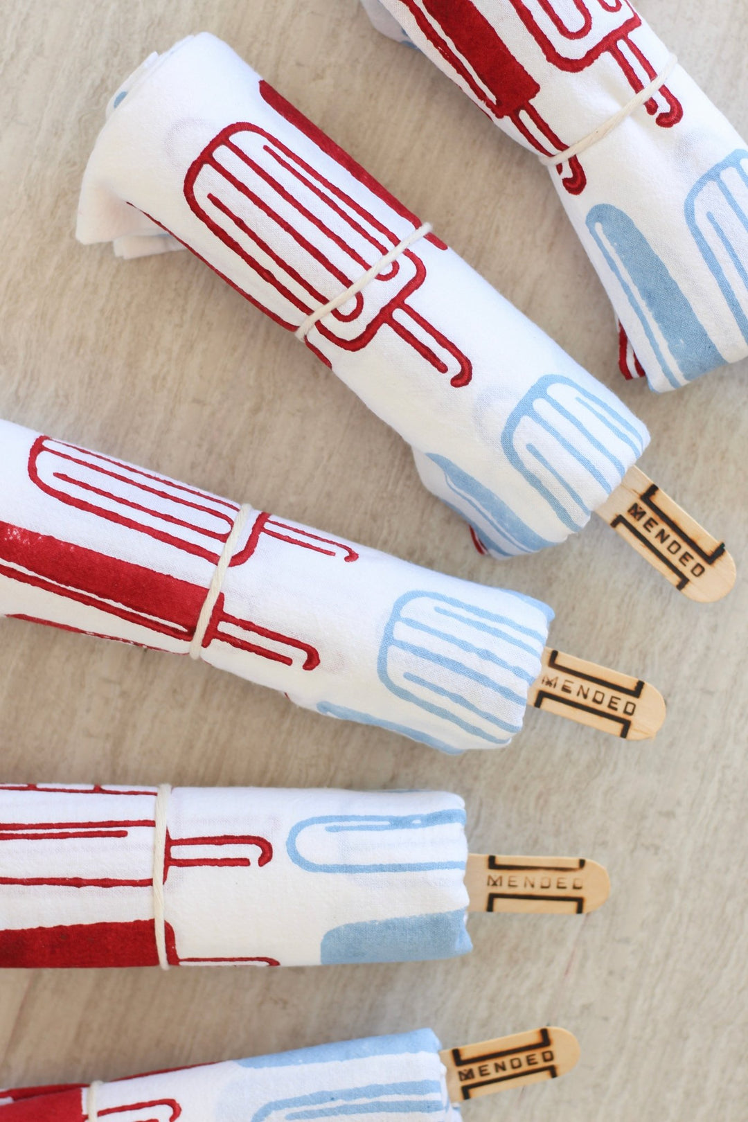 Tea Towel - Popsicles, Uniform Blue & Red - The Mended Company