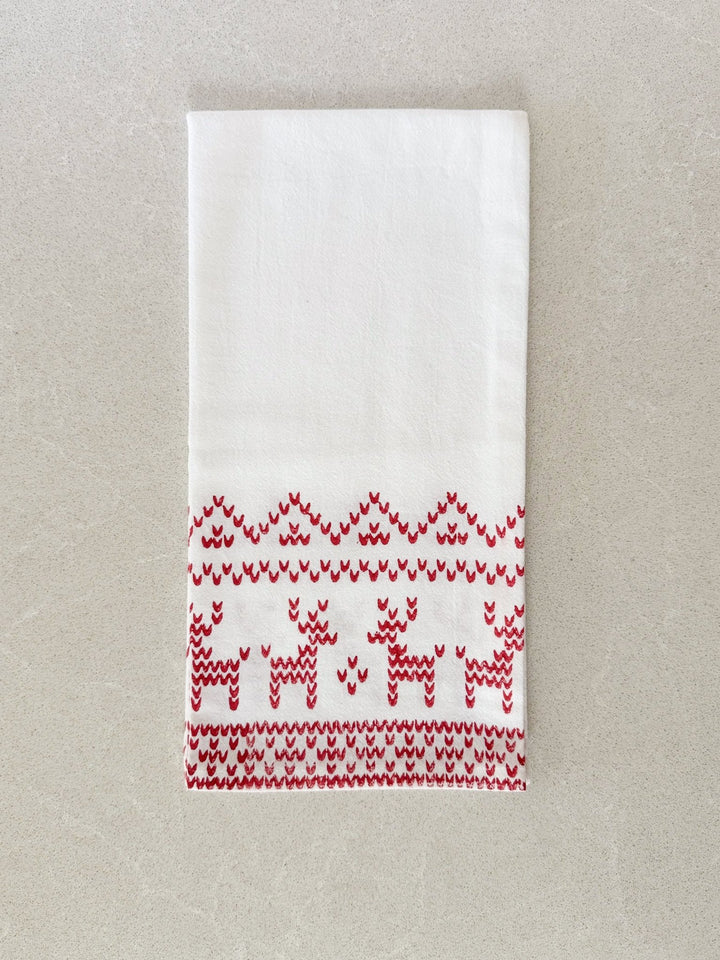Tea Towel - Reindeer Sweater, Red - The Mended Company