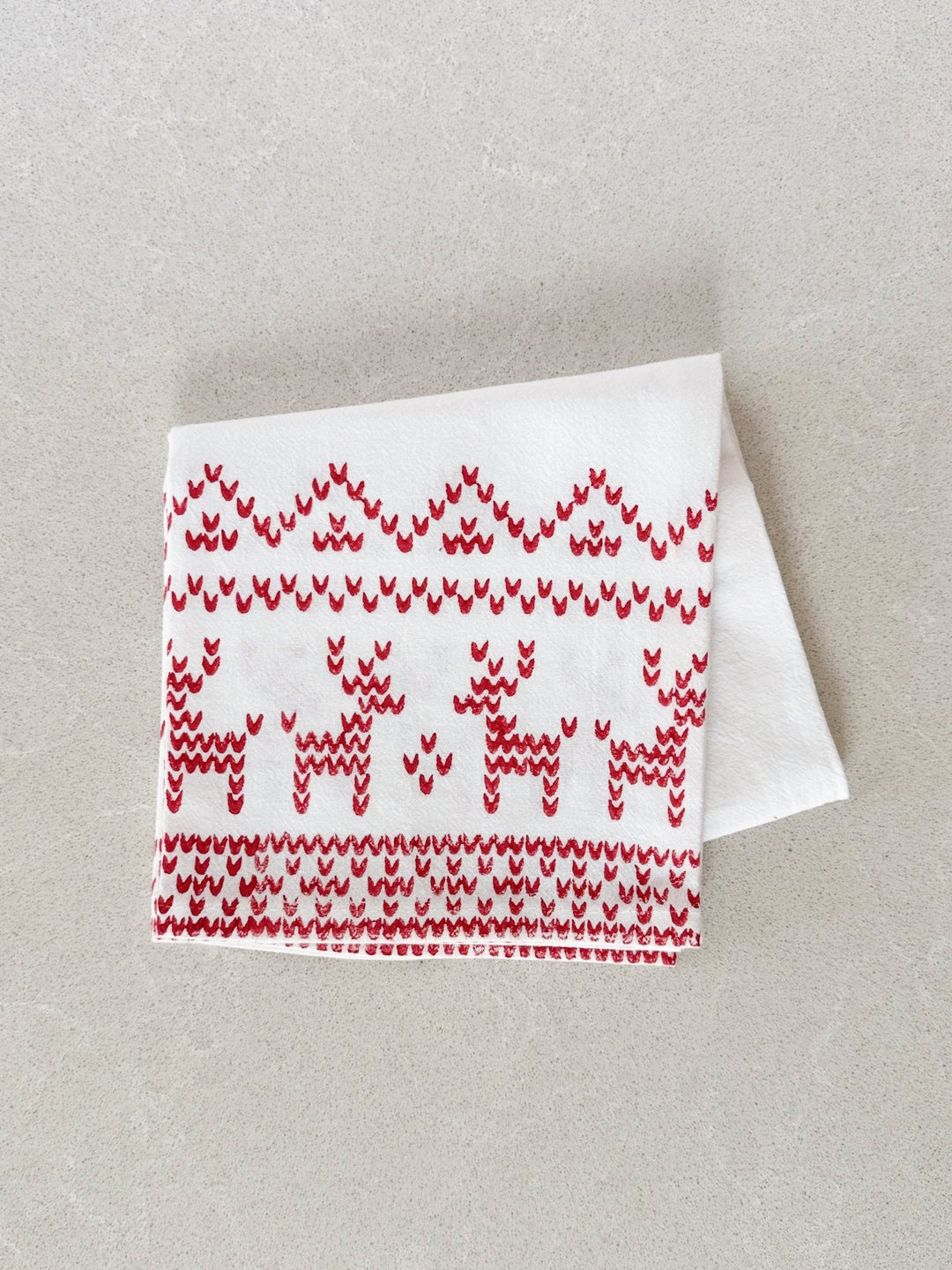 Tea Towel - Reindeer Sweater, Red - The Mended Company