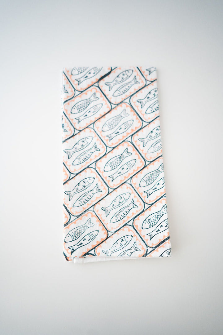 Tea Towel - Sardines, Midnight - The Mended Company