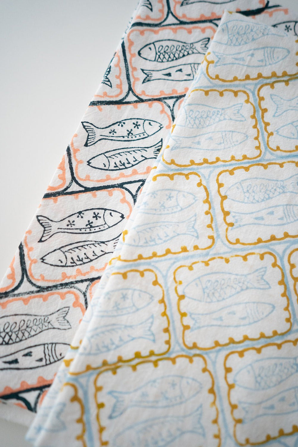 Tea Towel - Sardines, Uniform Blue - The Mended Company