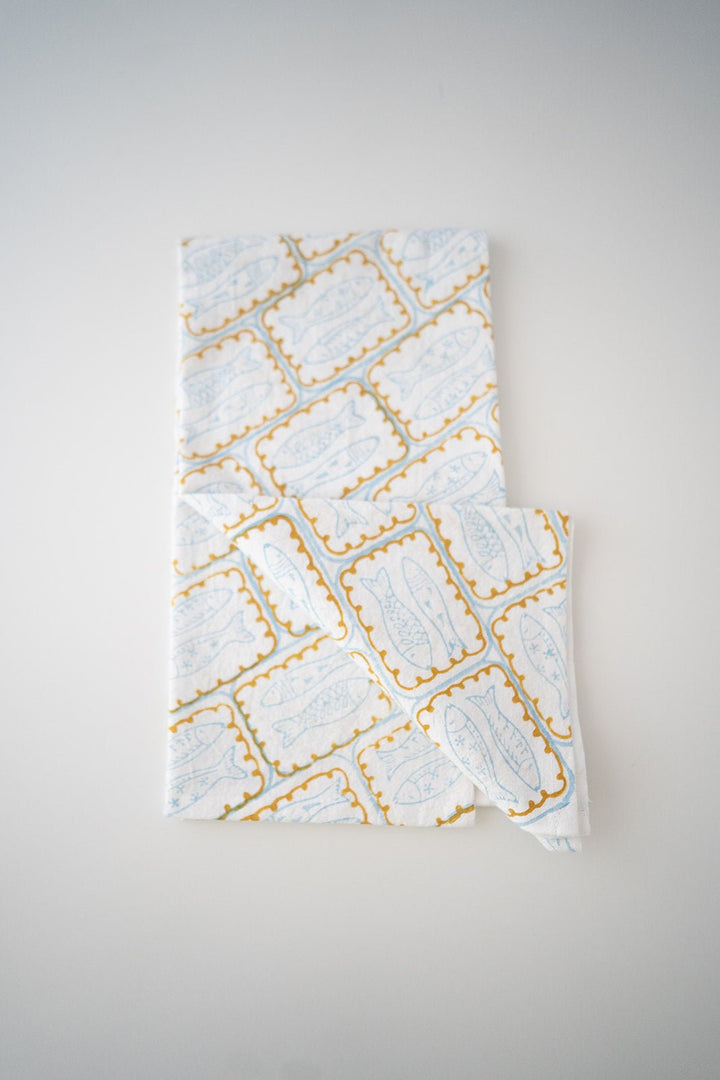 Tea Towel - Sardines, Uniform Blue - The Mended Company
