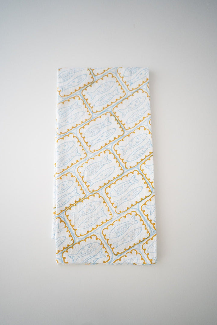 Tea Towel - Sardines, Uniform Blue - The Mended Company