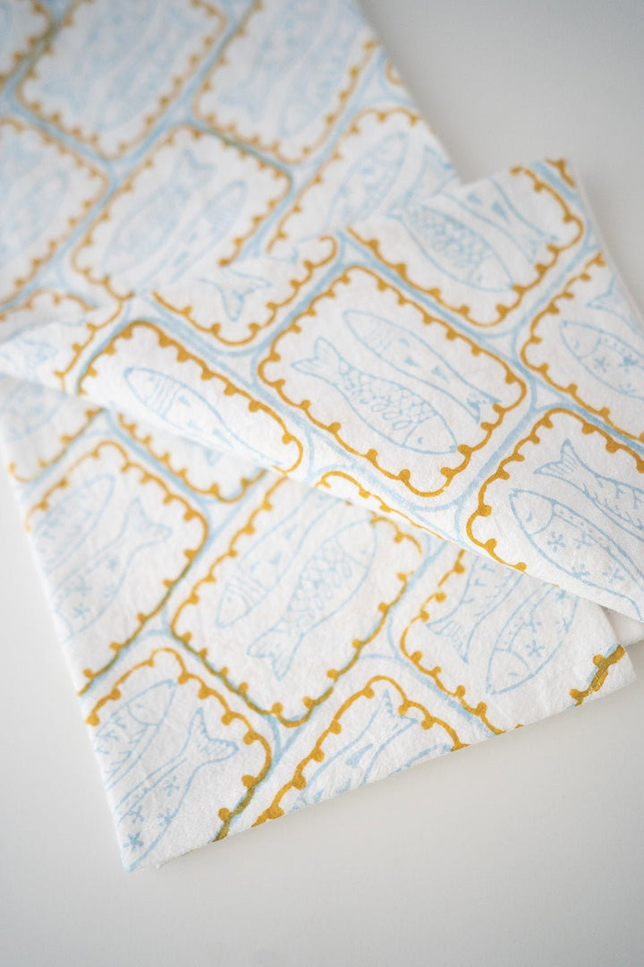 Tea Towel - Sardines, Uniform Blue - The Mended Company