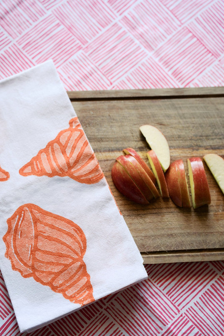 Tea Towel - Seashell, Orange &amp; Melon - The Mended Company