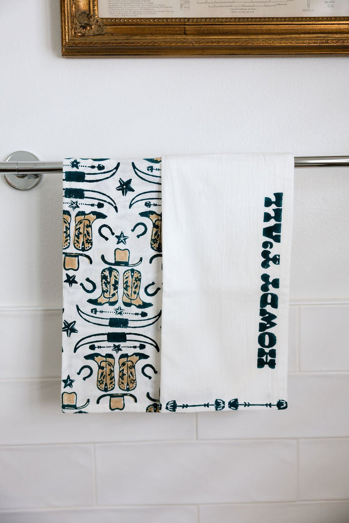 Tea Towel Set - Howdy Cowgirl, Midnight - The Mended Company