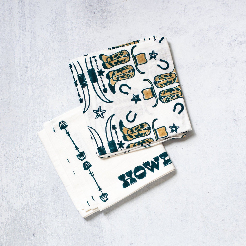 Tea Towel Set - Howdy Cowgirl, Midnight - The Mended Company
