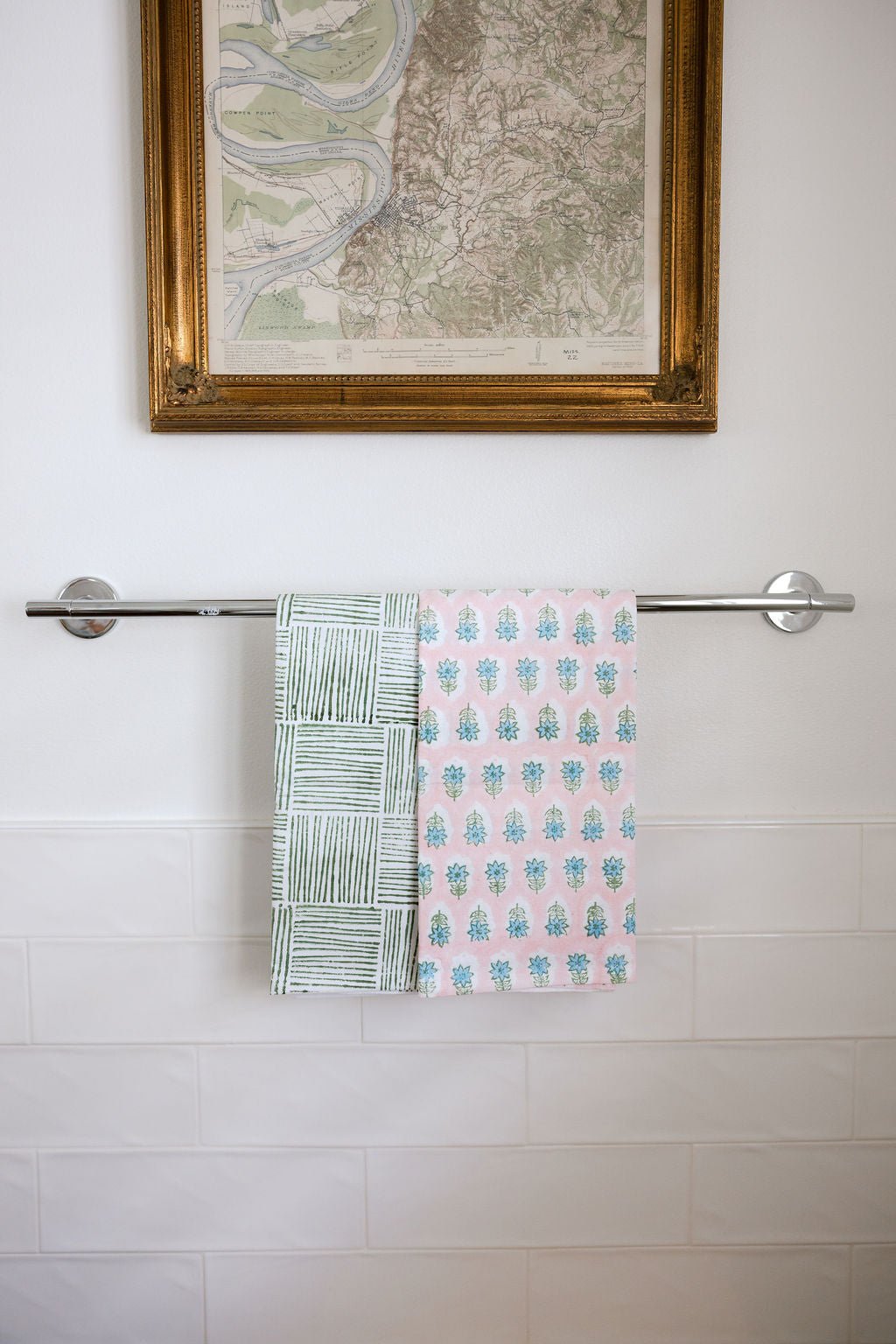 Tea Towel Set - Lily Rose & Stripe Sage - The Mended Company