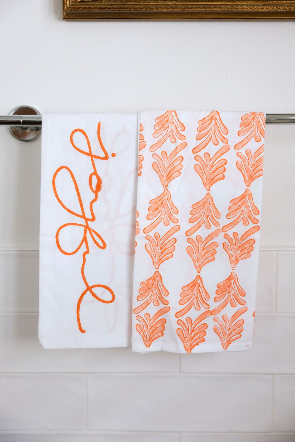 Tea Towel Set - Palmetto & Joyful, Orange - The Mended Company