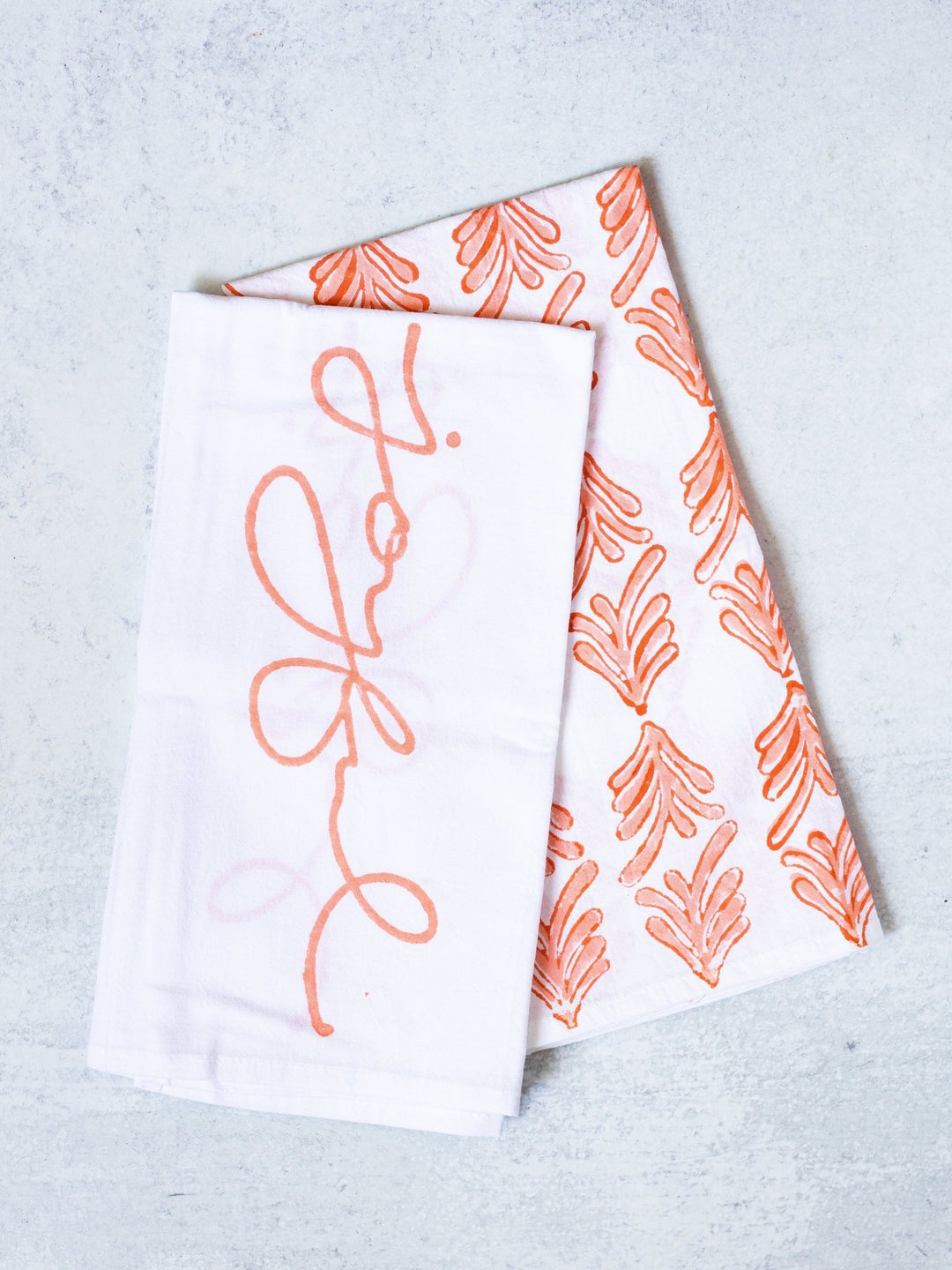 Tea Towel Set - Palmetto &amp; Joyful, Orange - The Mended Company