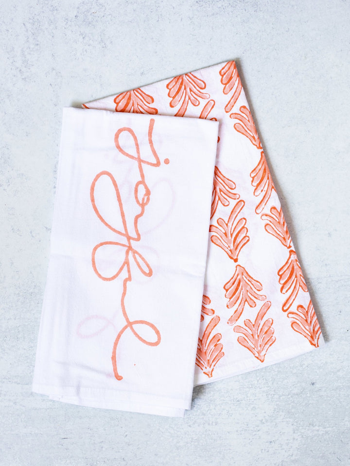Tea Towel Set - Palmetto &amp; Joyful, Orange - The Mended Company