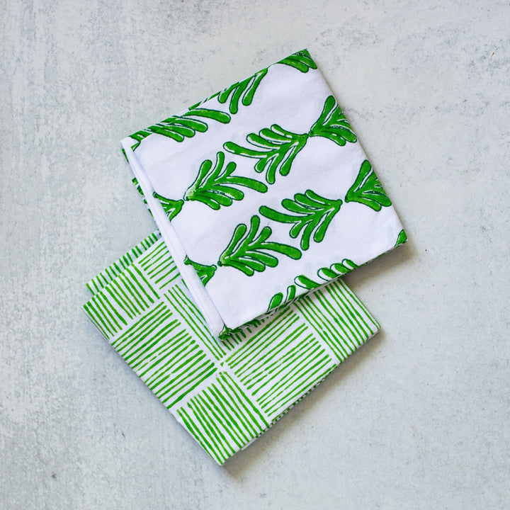 Tea Towel Set - Palmett, Evergreen &amp; Vine, and Vine Stripe