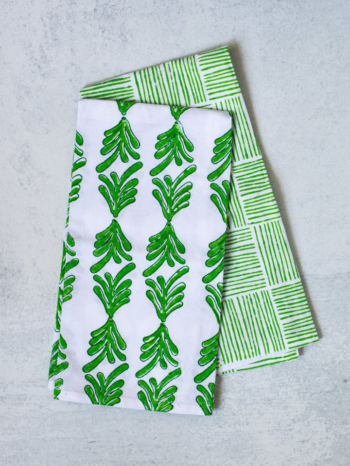 Tea Towel Set - Palmett, Evergreen &amp; Vine, and Vine Stripe