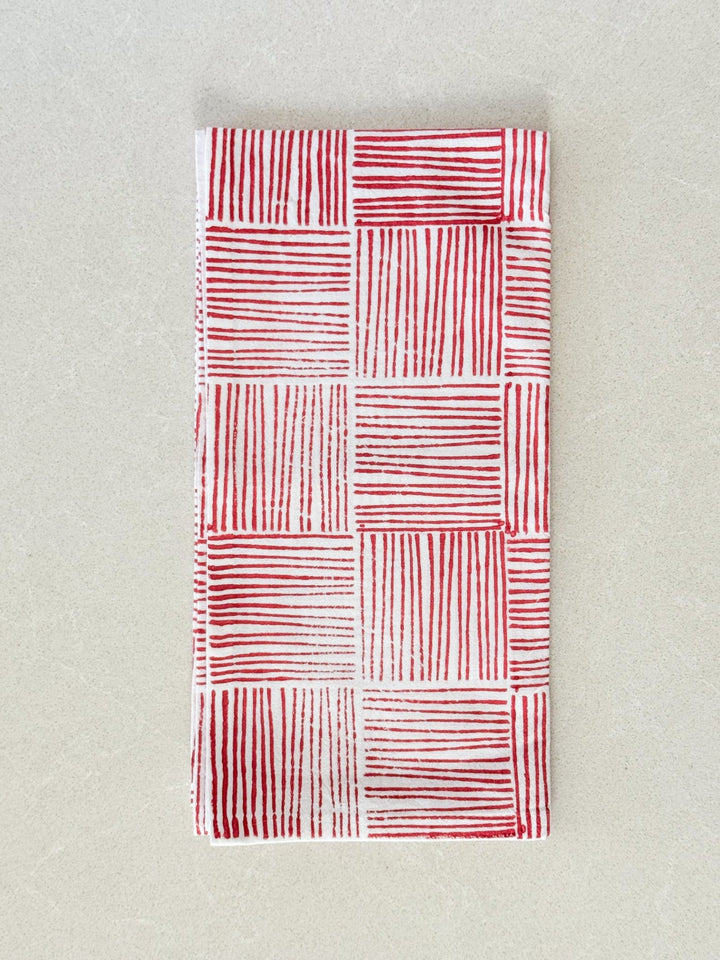 Tea Towel - Striped, Red - The Mended Company