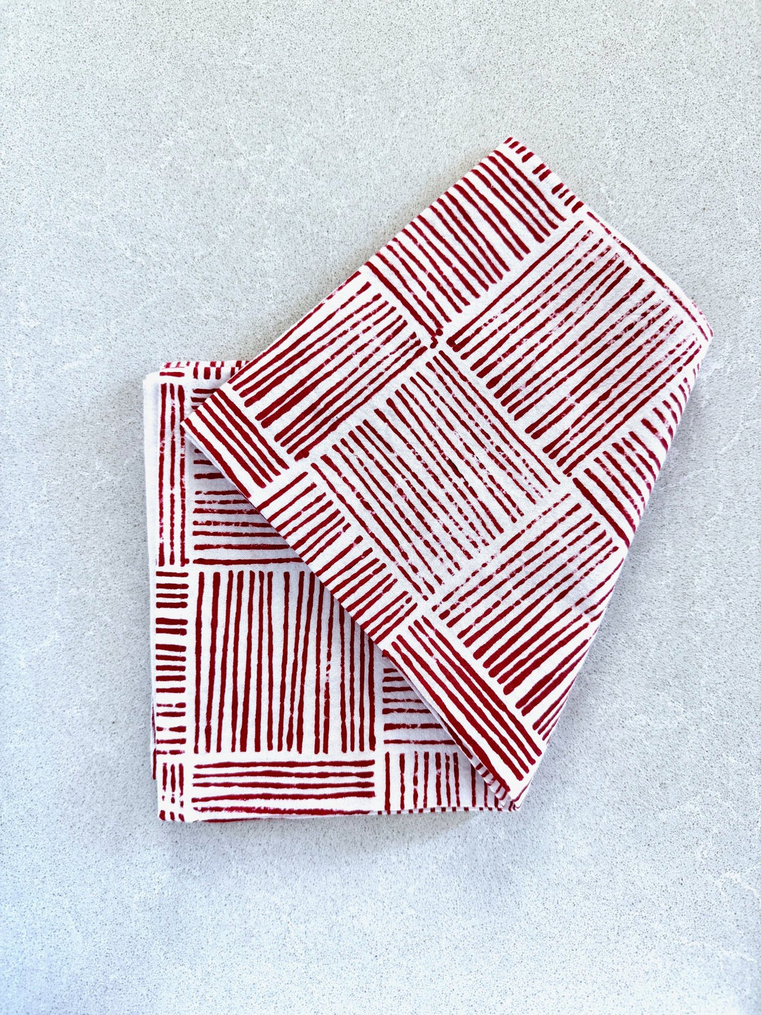 Tea Towel - Striped, Red - The Mended Company