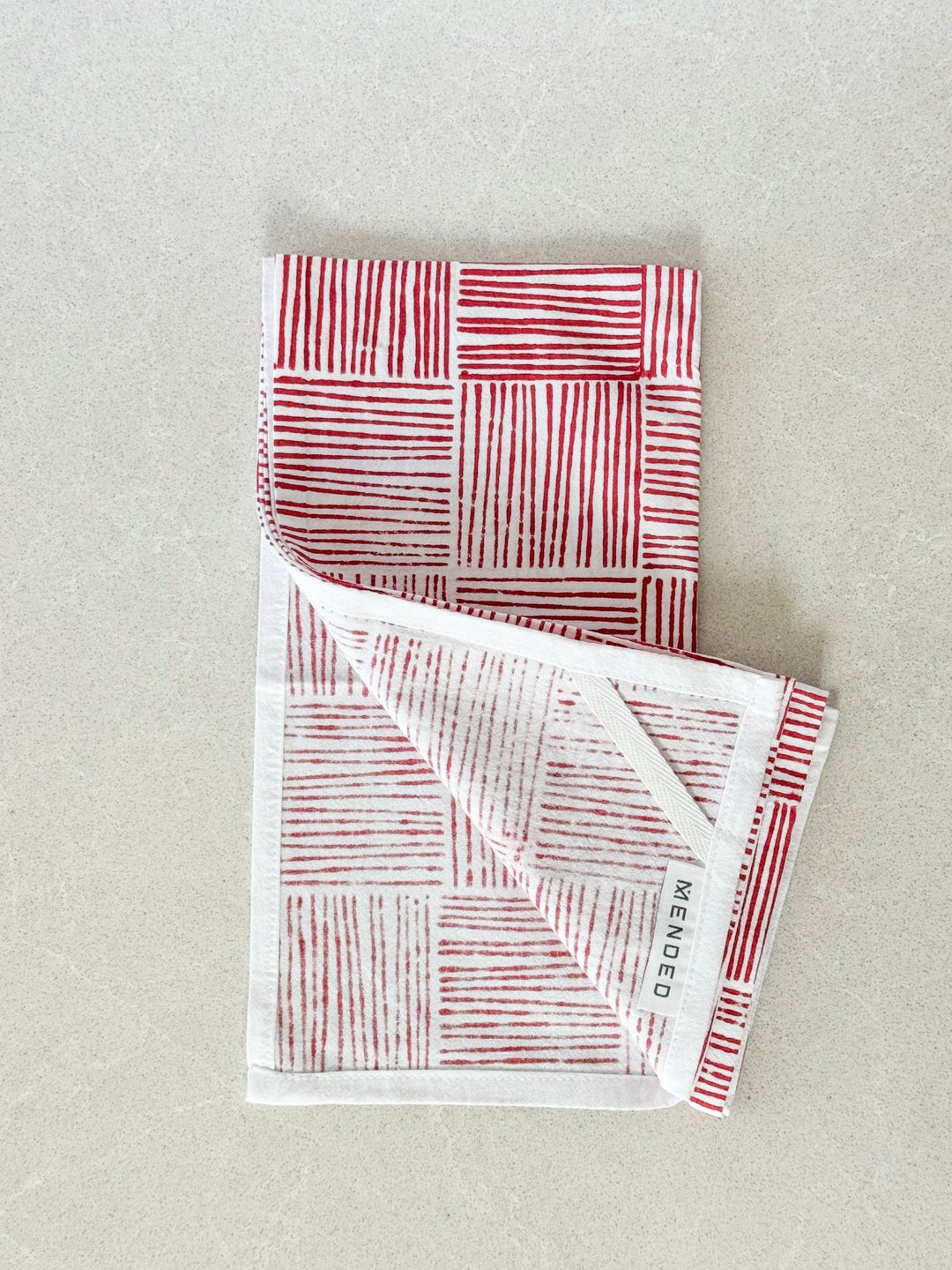Tea Towel - Striped, Red - The Mended Company