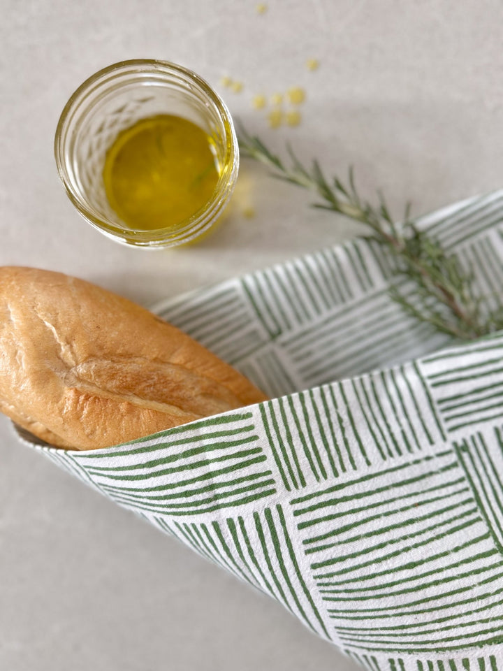 Tea Towel - Striped, Sage - The Mended Company