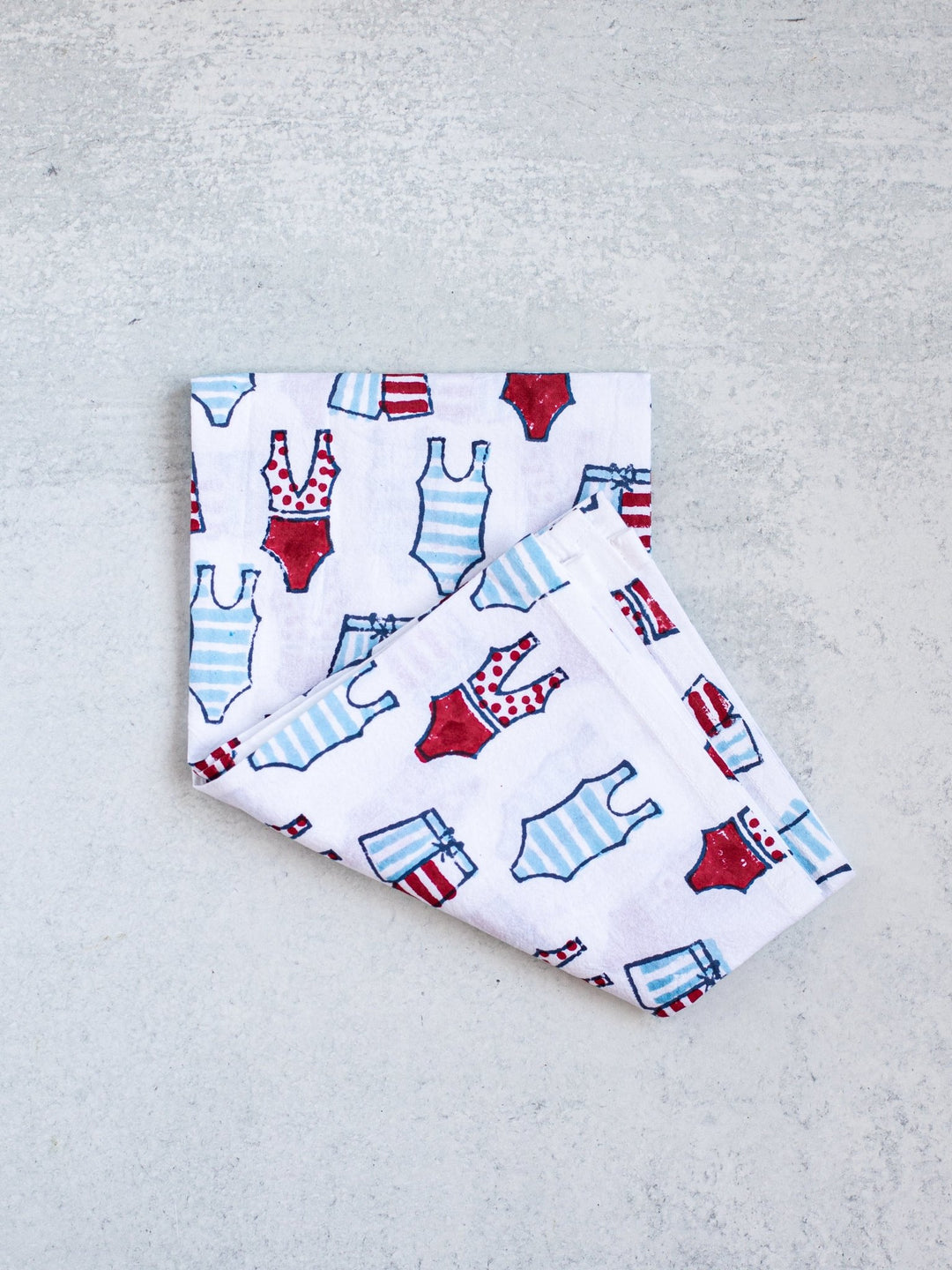 Tea Towel - Swimsuits, Uniform Blue & Red - The Mended Company