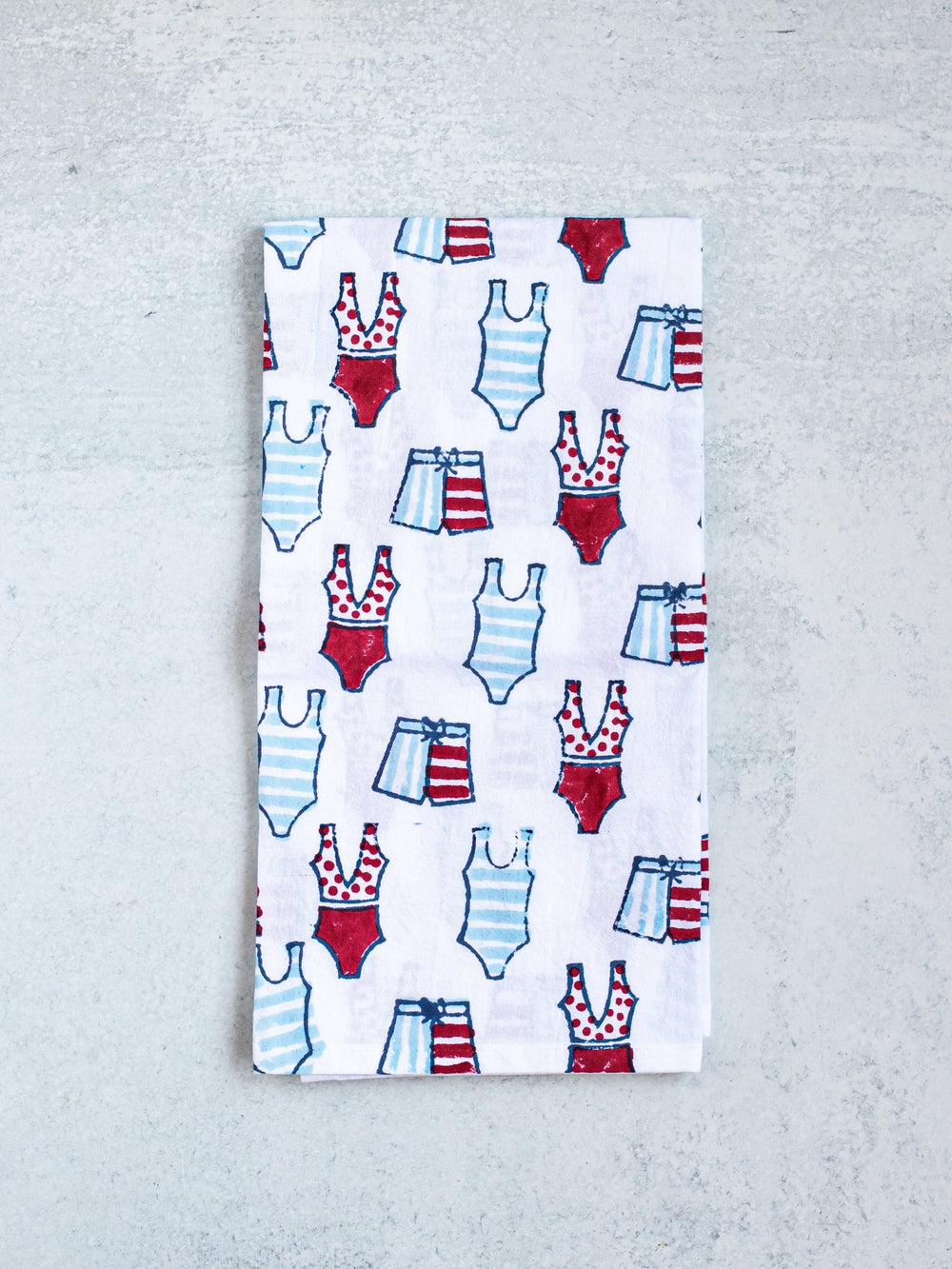 Tea Towel - Swimsuits, Uniform Blue & Red - The Mended Company