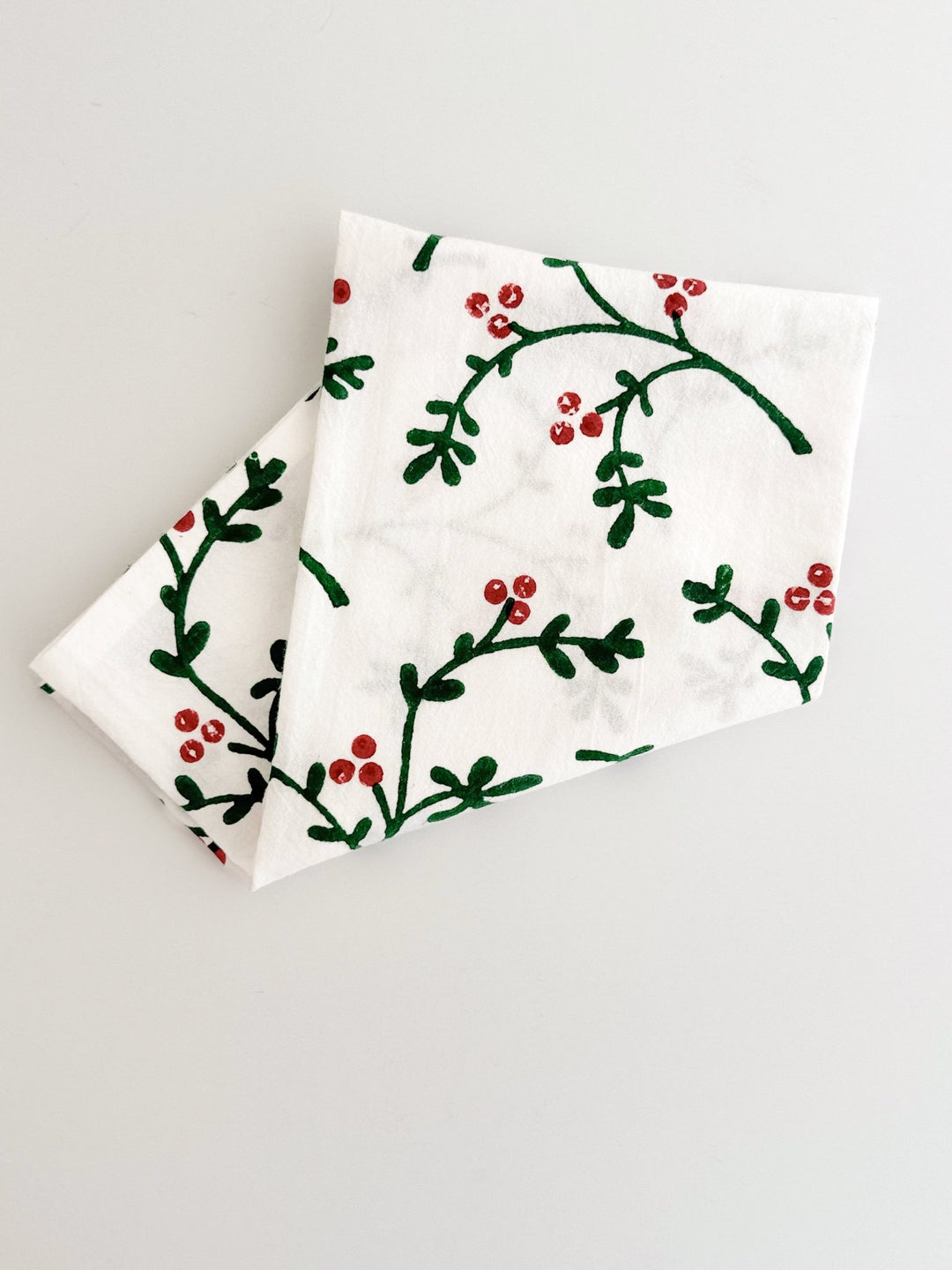 Tea Towel - Winterberry, Evergreen &amp; Red - The Mended Company