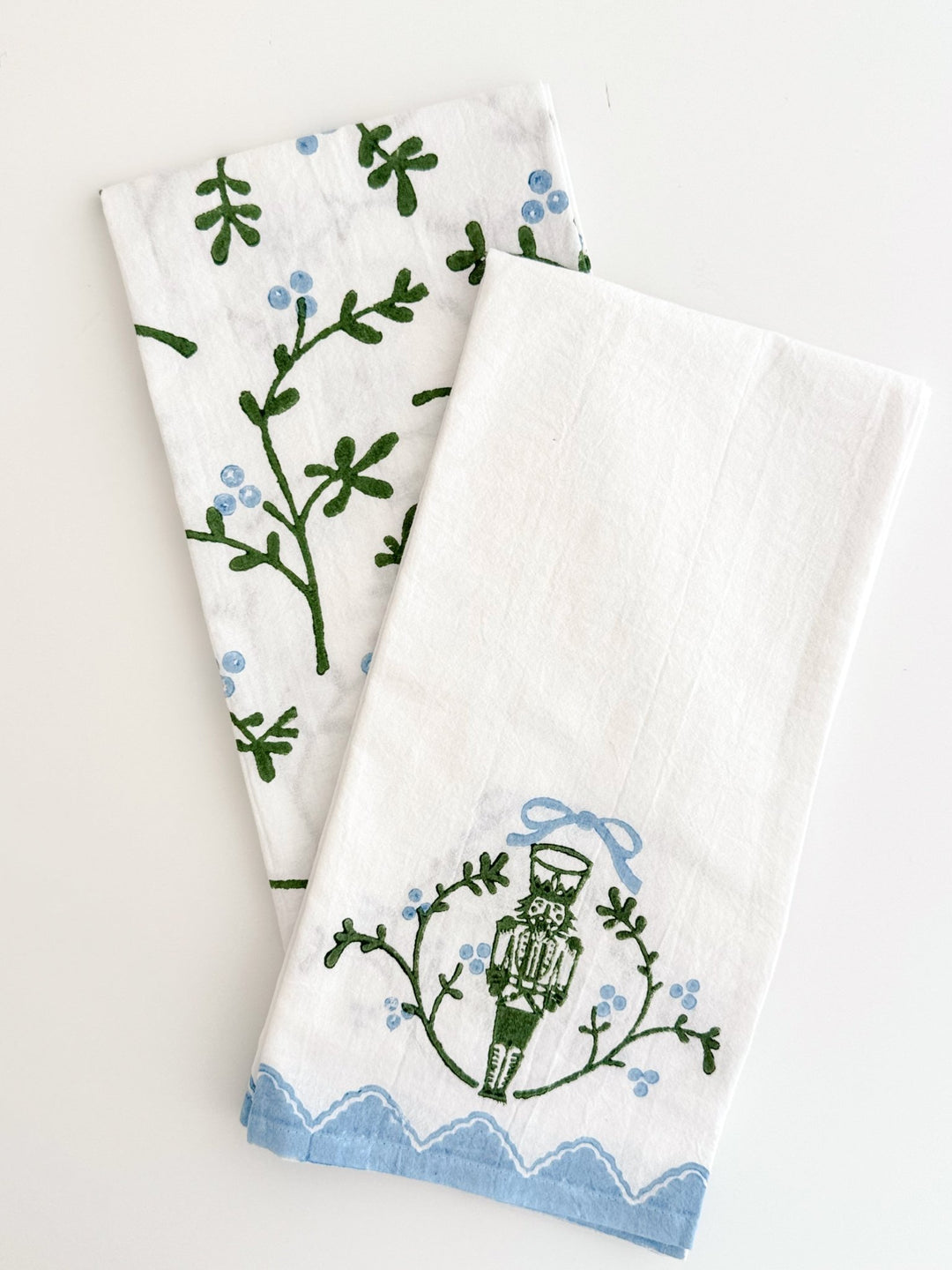 Tea Towel - Winterberry, Sage &amp; Uniform Blue - The Mended Company