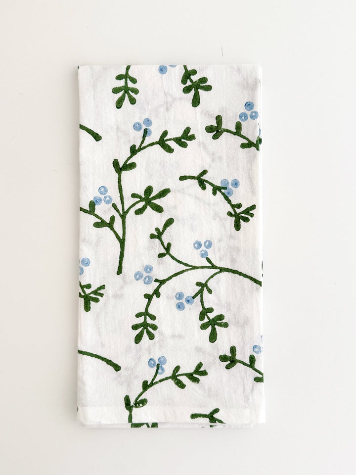 Tea Towel - Winterberry, Sage &amp; Uniform Blue - The Mended Company