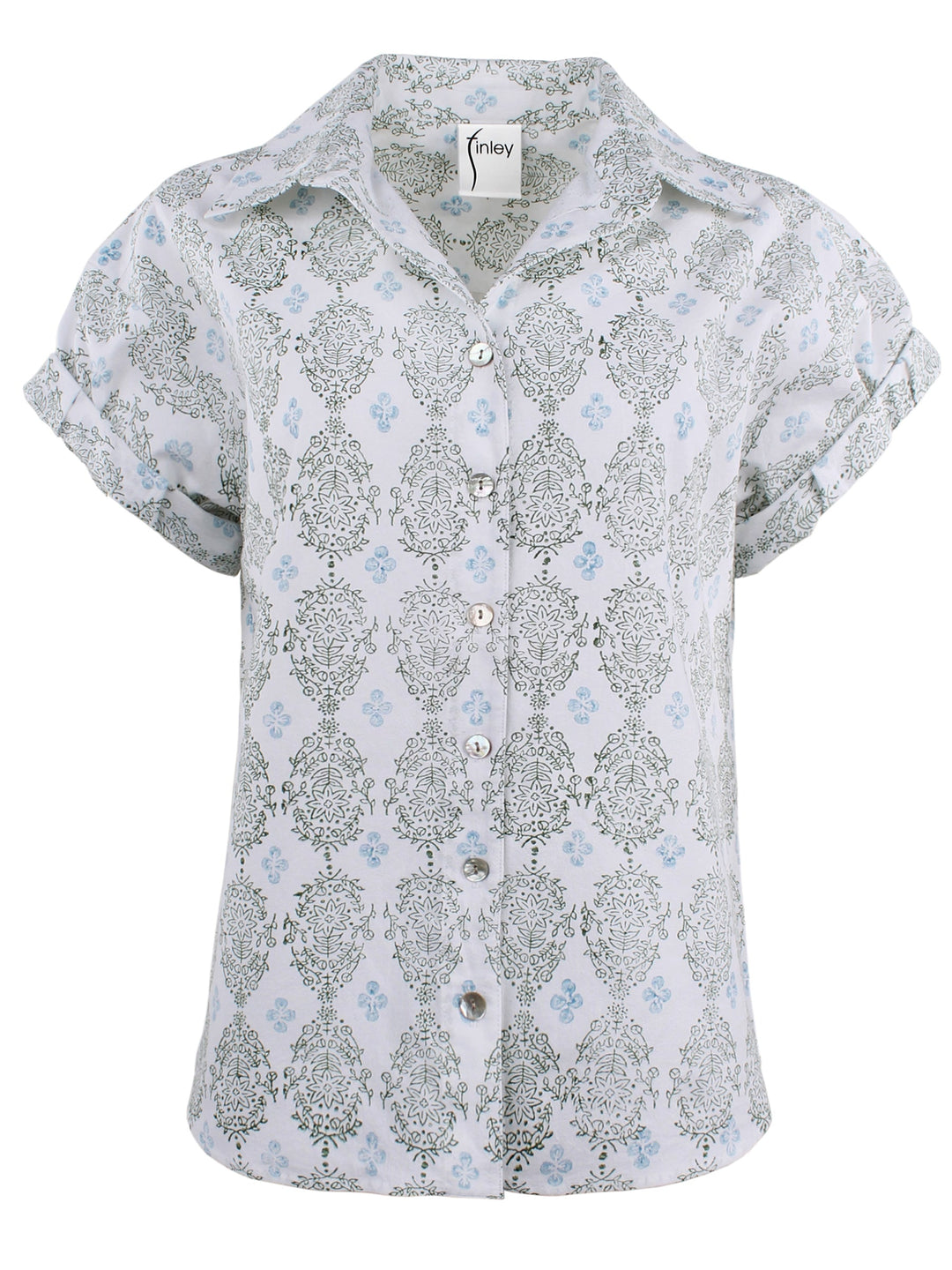MENDED Roll Sleeve Camp Shirt Vara Dogwood Print