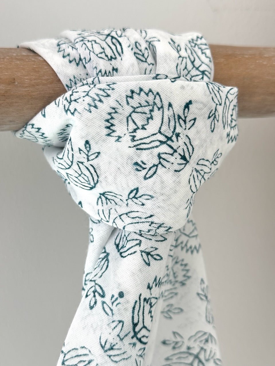 Voile Bandana - Ivory - Protea, Midnight - The Mended Company